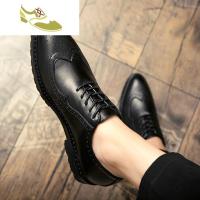 喻娄品牌夏天黑色布洛克皮鞋男花英伦小皮鞋潮夜店潮鞋西装韩版夜场工作男士低帮鞋