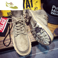 喻娄品牌马丁靴男士工装靴英伦风复古中帮男靴子秋季高帮男鞋雪地短靴