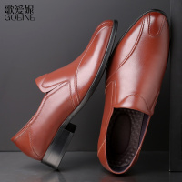 歌爱妮2020男士商务休闲皮鞋男高档韩版真皮软底防滑小皮鞋一脚蹬透气开车鞋