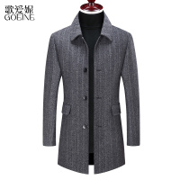 歌爱妮2020定制款中年羊毛呢子大衣男中长款翻领爸爸装外套冬装保暖外衣中老年风衣