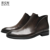 歌爱妮2020高端定制款欧美复古男靴 英伦方头皮靴商务正装皮鞋切尔西靴男短靴手工靴子