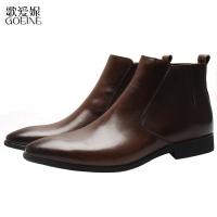 歌爱妮2020高端定制款秋冬尖头皮靴韩版马丁靴男士休闲高帮皮鞋真皮潮流靴子男英伦短靴