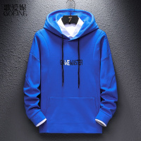 歌爱妮2021纯棉宽松街头卫衣春秋季新款学生连帽国潮ins休闲纯色上衣男