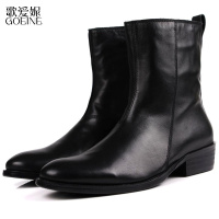 歌爱妮2021冬新款英伦潮流尖头男靴男士中筒靴马靴真皮透气皮靴男牛仔靴正品定做款