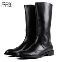 歌爱妮2021新款英伦潮流男靴子韩版花高帮靴真皮透气高帮皮靴男长靴子定做款