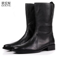 歌爱妮2021秋冬英伦时尚长靴子真皮韩版中筒靴马靴尖头皮靴男单靴子潮靴正品定做款