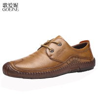 歌爱妮2021豆豆鞋男牛筋底秋季真皮透气男鞋潮流英伦韩版男士皮鞋软底休闲鞋