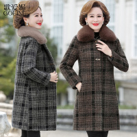 歌爱妮2021妈妈秋装毛呢外套新款洋气中老年女装秋冬长款呢子大衣女上衣