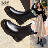 歌爱妮2021马丁靴女鞋年新款春秋单靴瘦瘦烟筒靴英伦风切尔西短靴子女夏