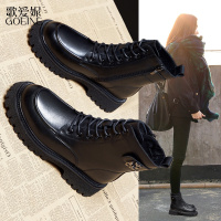 歌爱妮2021马丁靴女鞋年新款秋冬真皮靴子英伦风厚底机车短靴单靴春秋季