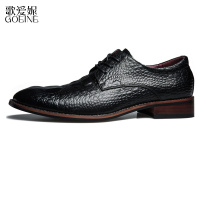 歌爱妮2021商务休闲鳄鱼纹皮鞋男韩版潮流尖头真皮英伦男鞋青年内增高鞋子男