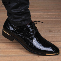 歌爱妮2021皮鞋男商务正装英伦尖头内增高皮鞋男士真皮青年韩版潮流亮皮男鞋