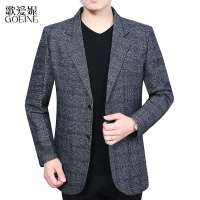 歌爱妮2021秋季休闲西服外套男士中老年人格子宽松西装上衣40岁50爸爸装