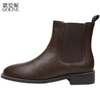 歌爱妮切尔西靴女2021春秋新款单靴真皮马丁靴英伦风烟筒短靴子小众设计