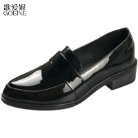 歌爱妮女鞋2021年春秋新款英伦风小皮鞋女真皮黑色职业工作鞋单鞋乐福鞋