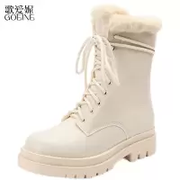 歌爱妮雪地靴女2021年新款皮毛一体短靴马丁靴棉鞋女冬季加绒加厚雪地棉
