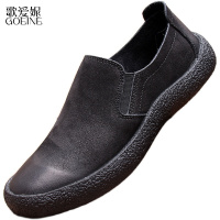 歌爱妮2021外贸懒人鞋男一脚蹬真皮男鞋休闲牛筋底耐磨防滑软底皮鞋头层牛皮