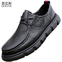 歌爱妮2021外贸真皮男鞋头层牛皮圆头厚底手工鞋男士休闲皮鞋男百搭软底软面