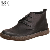 歌爱妮2021真皮头层牛皮男士休闲皮鞋英伦透气马丁短靴潮流软底防滑高帮鞋男
