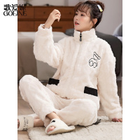 歌爱妮2021珊瑚绒睡衣女冬季加厚加绒加大码家居服法兰绒可外穿套装春秋冬款