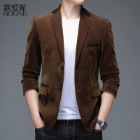 歌爱妮2021灯芯绒西服男单西外套休闲毛呢小西装春秋季单件修身上衣商务秋装