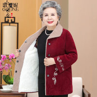 歌爱妮2021中老秋冬女毛呢外套60岁高贵奶奶老妈妈装加绒加厚呢子上衣
