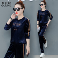 歌爱妮2021中老大码金丝绒运动套装女春秋新款妈妈秋装两件套卫衣洋气
