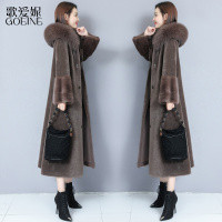 歌爱妮2021羊剪绒大衣女新款冬海宁仿狐狸毛中长款修身海宁整水貂皮草外套定做款