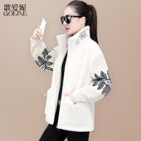歌爱妮2021摇粒绒外套女秋冬新款韩版时尚短款加厚羊羔毛开衫休闲卫衣