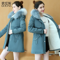 歌爱妮冬装棉服2021新款加绒加厚风衣派克服女款中长款棉袄外套ins潮