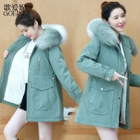 歌爱妮冬装棉服女2021新款加绒加厚派克服反季袄外套休闲工装显瘦