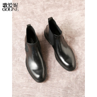 歌爱妮2021欧美商务皮靴切尔西靴男英伦真皮牛仔短靴男士高帮皮鞋中帮潮靴子轻奢定做款