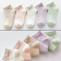 Ideamini春夏薄款短袜透气儿童袜子日系花边袜女童网眼棉袜蕾丝公主舞蹈袜袜子