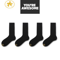 Ideamini4双]金脚趾金线条 商务男袜绅士袜性感中筒袜西装男正装黑袜控袜子