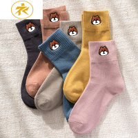 Ideamini袜子女中筒袜日系春秋女士棉袜春季韩国长袜可爱夏季小熊女袜潮袜子
