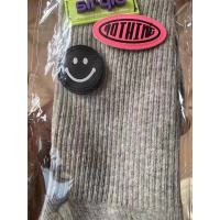 Ideamini静静哈尼的日常同款袜子抖音网红手工笑脸皮标字母中筒袜网红女袜子