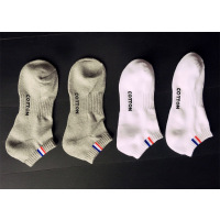 Ideamini4双装棉男士袜子毛巾底吸汗透气白袜控脚底字母束腰侧标短船袜袜子