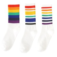 Ideamini配马丁靴穿的袜子彩虹袜子女加厚长筒袜条纹中筒袜高帮冬季潮冬季袜子