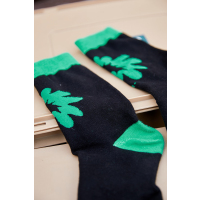 Ideamini日系百搭条纹花朵中筒大码袜子2色37-40码 3294袜子