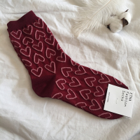 Ideamini很特别的立体爱心!本命年红色袜子 韩国棉袜中筒袜运动袜女袜子