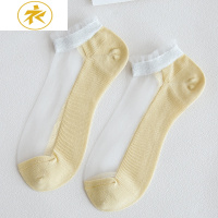 Ideamini袜子女夏季薄款日系水晶袜玻璃丝短袜潮韩版浅口棉底船袜透明丝袜袜子