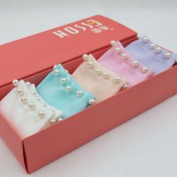 Ideamini珍珠袜子女中筒袜棉韩国铆钉黑白色韩版棉秋冬款短袜女士袜子袜子