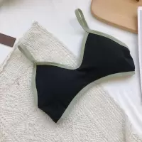 Ideamini撞色舒适运动内衣女无钢圈文胸夏季薄款大胸显小日系裹胸抹胸式抹胸