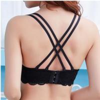 Ideamini无钢圈蕾丝交叉带美背后扣内衣小胸一片式聚拢露背防走光抹胸文胸抹胸