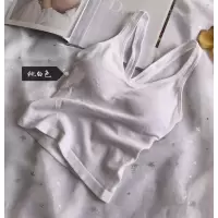 Ideamini免穿文胸带胸垫一体背心薄款春款撞色吊带螺纹抹胸打底上衣抹胸