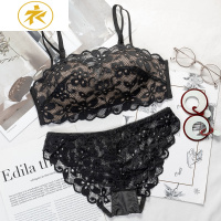 Ideamini无肩带性感美背露肩裹胸抹胸式内衣套装小胸聚拢无钢圈防走光文胸抹胸