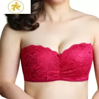 Ideamini无肩带聚拢防滑薄款大胸上托婚纱小胸抹胸式隐形文胸罩内衣女裹胸抹胸