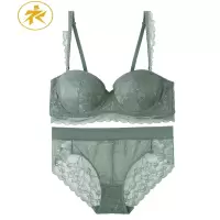 Ideamini无肩带抹胸式隐形内衣女小胸聚拢上托收副乳胸罩蕾丝性感文胸套装抹胸