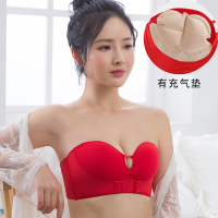 Ideamini无肩带充气内衣女聚拢上托防滑小胸抹胸隐形文胸贴婚纱用礼服专用抹胸