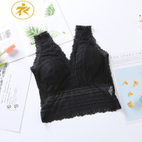 Ideamini蕾丝带胸垫抹胸裹胸内衣女夏防走光打底美背性感V领吊带背心上衣抹胸